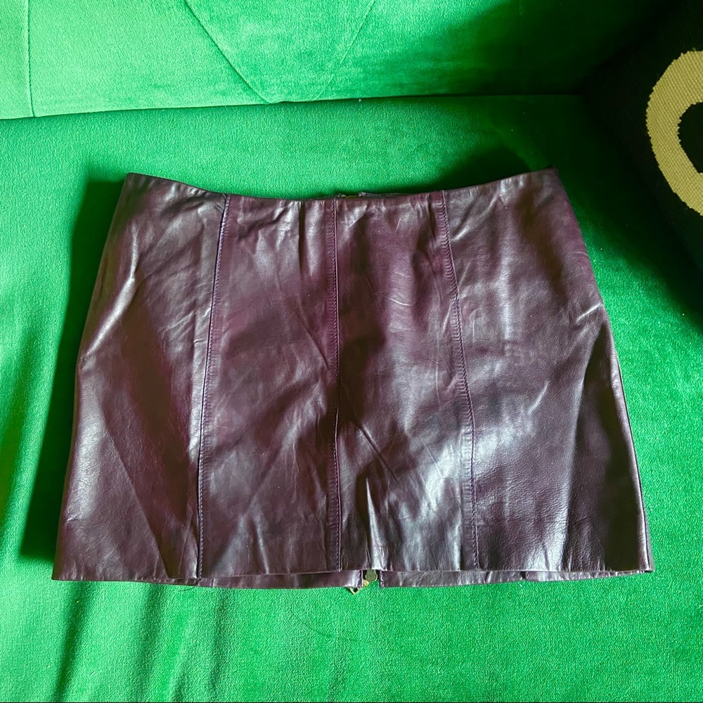 Jenni kayne leather miniskirt size 2 eggplant color